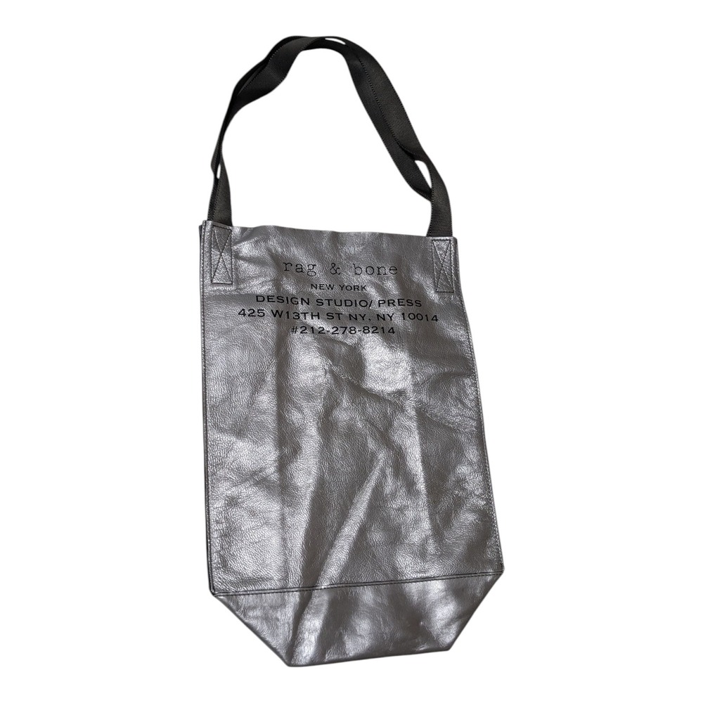 Rag & Bone Silver Metallic Tote Bag Shopper Carry All